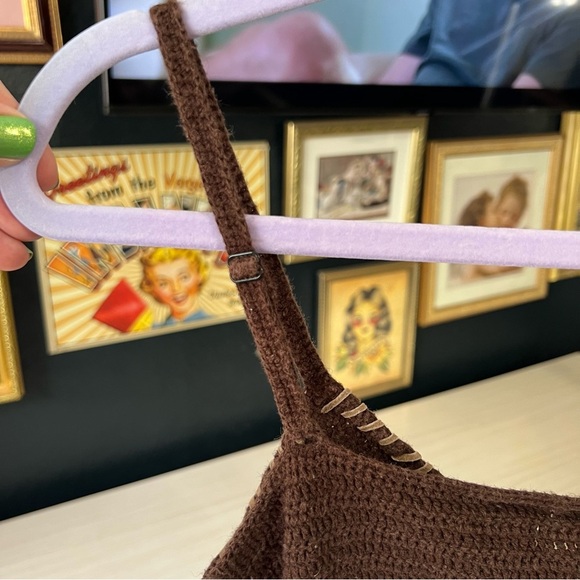 Copper Key Brown and Cream Crochet Tank Top Large - Picture 4 of 6